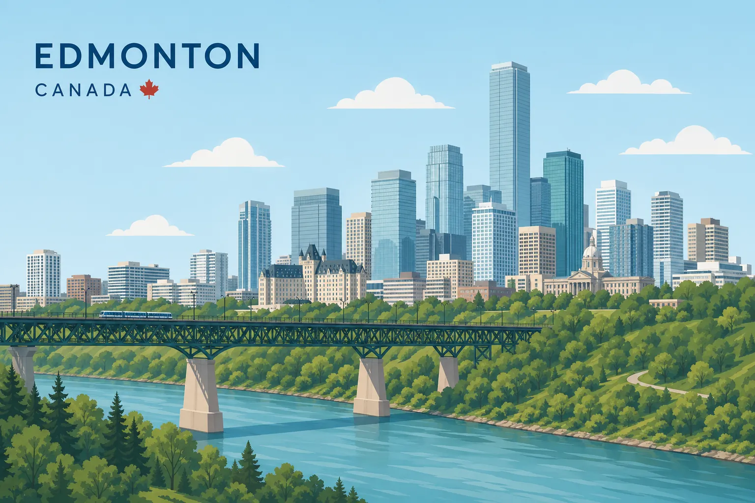 Skyline and business district imagery representing Edmonton