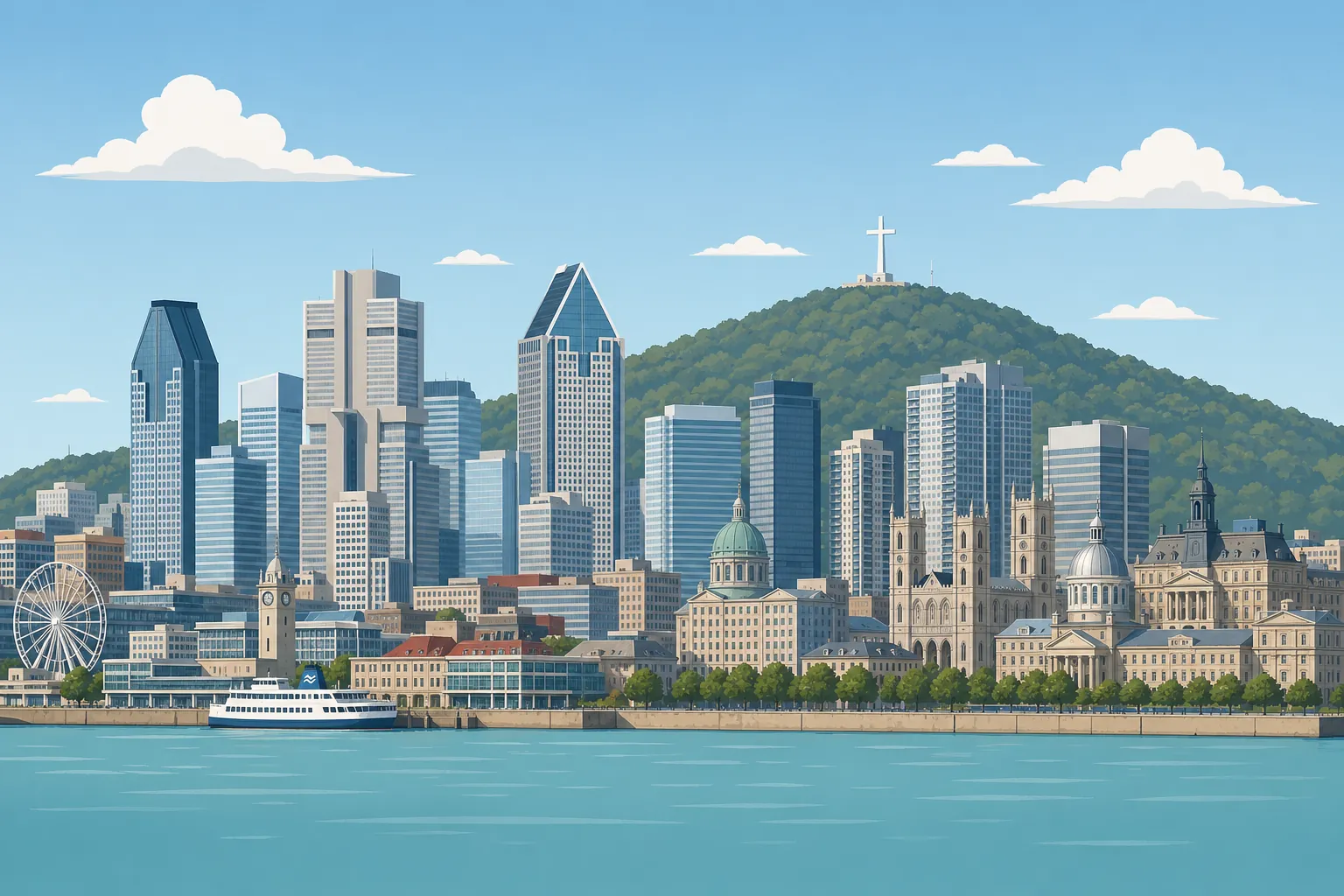 Skyline and business district imagery representing Montreal