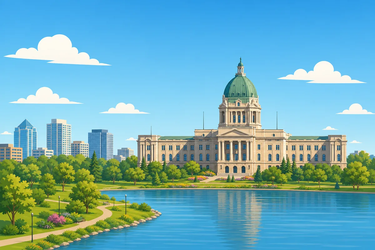 Illustrated landmarks and skyline representing Regina, Saskatchewan