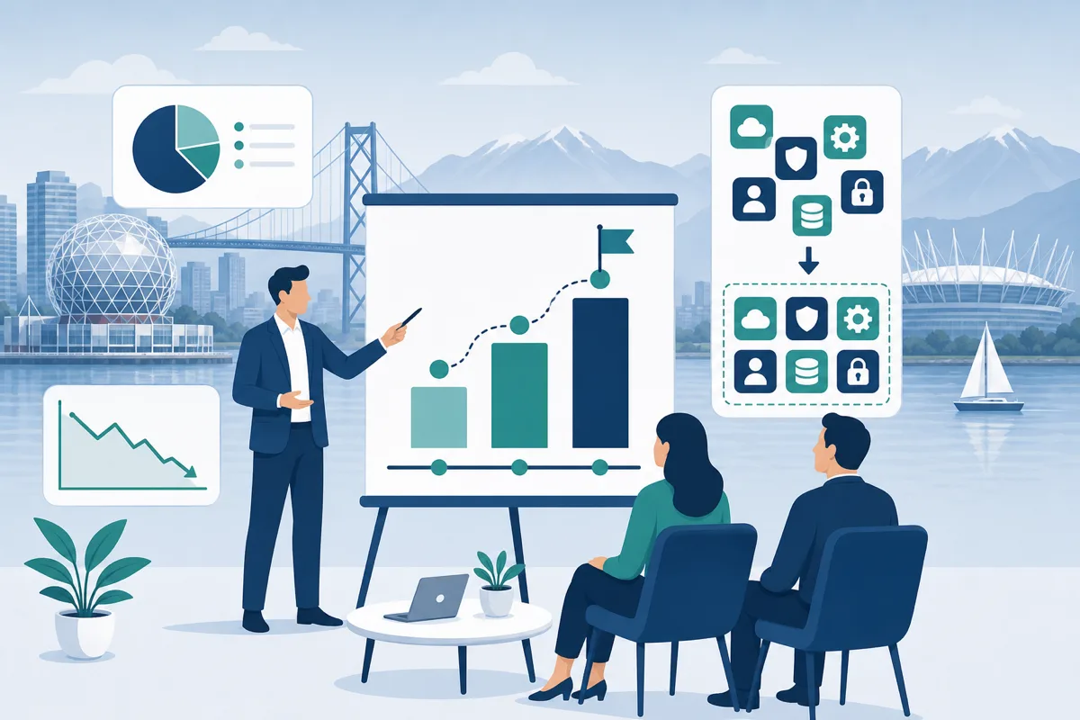 Illustration of IT consulting with roadmap planning and vendor management in Vancouver