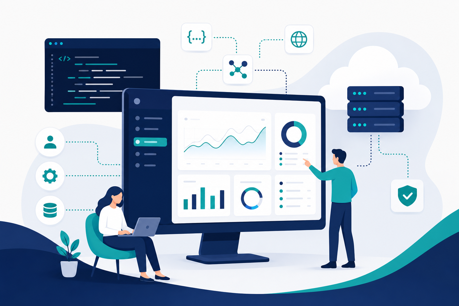 Illustration of custom web application development