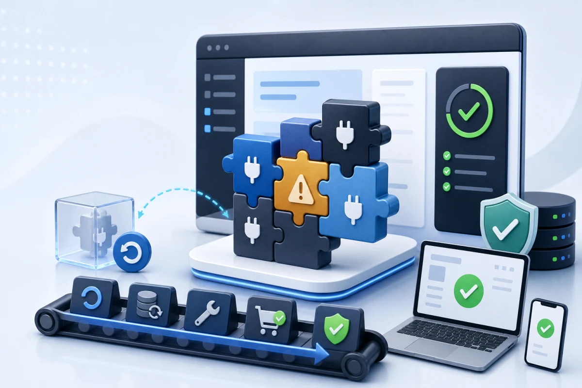 Illustration of website API integration and webhook support