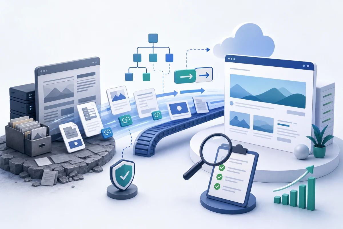 Illustration of website content updates and CMS editing