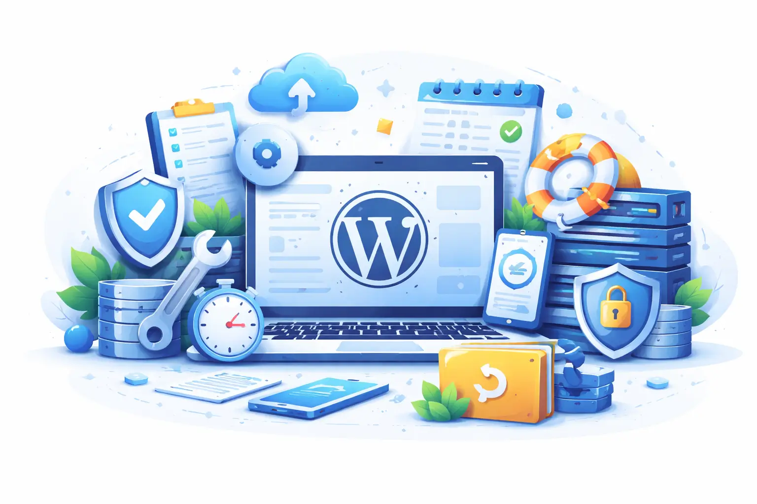 WordPress maintenance and care illustration