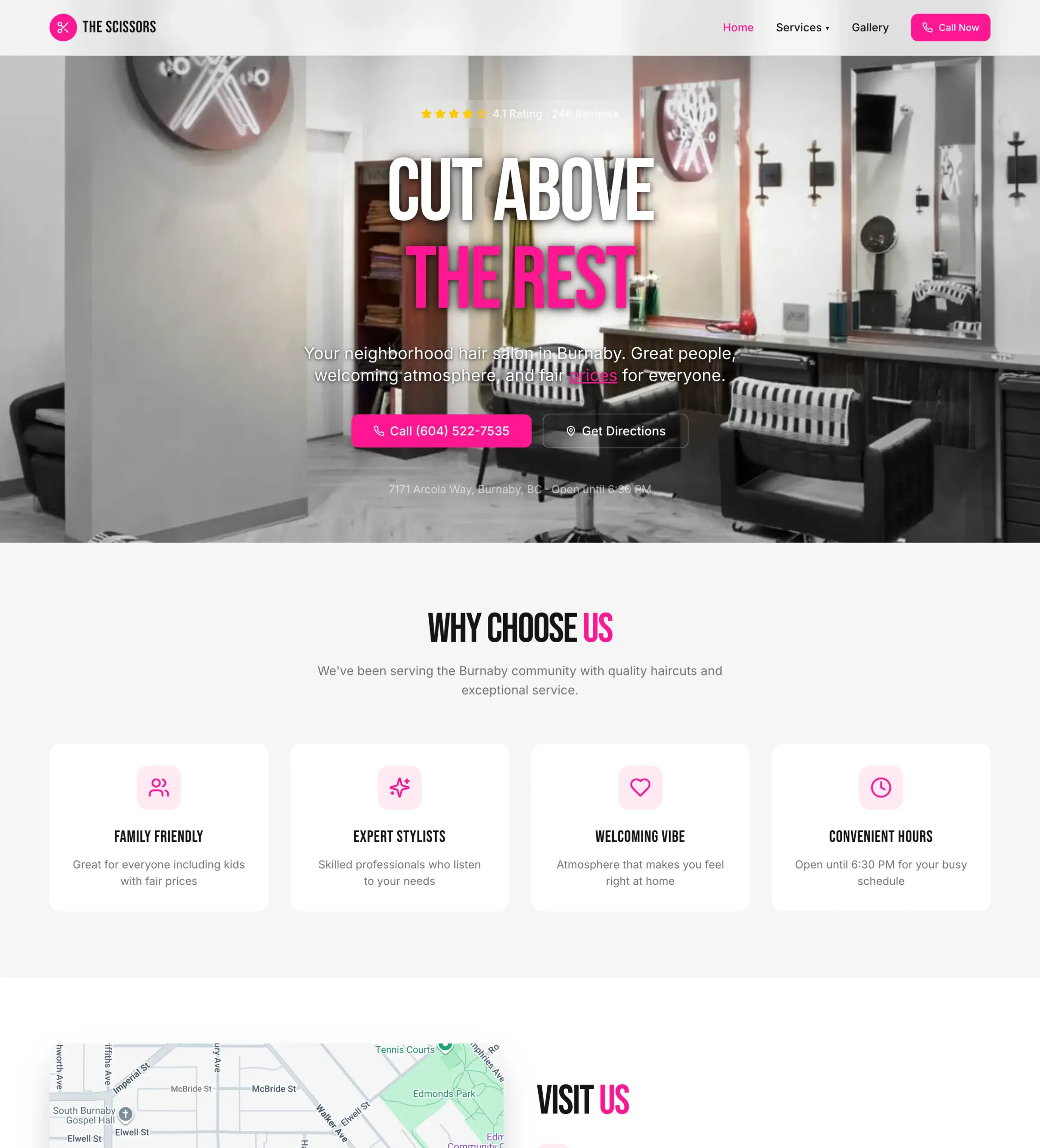 The Scissors Hair Salon website